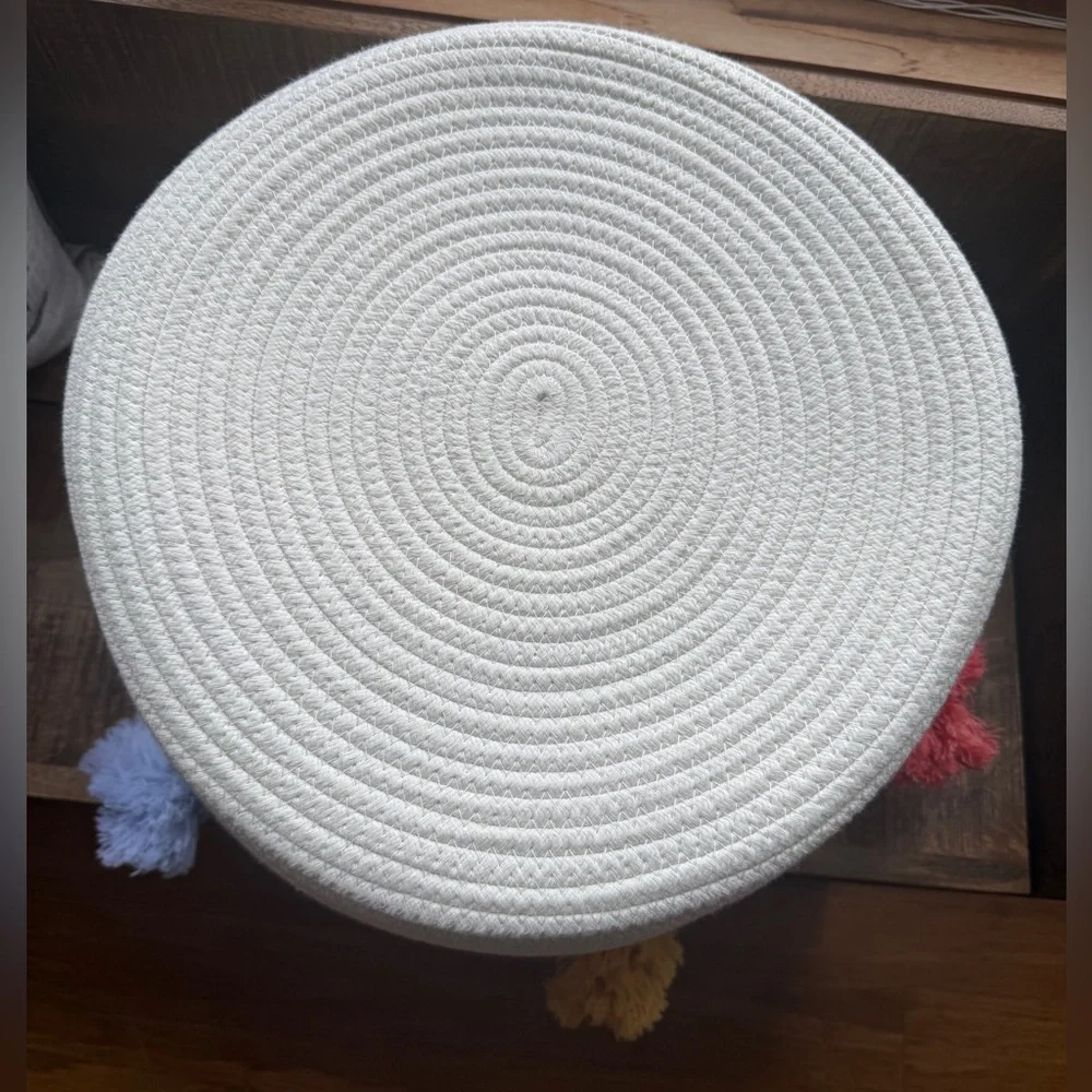 Large Coiled Rope Kids' Basket with Tassels Natural/Multicolor - Pillowfort™ - Picture 5 of 5